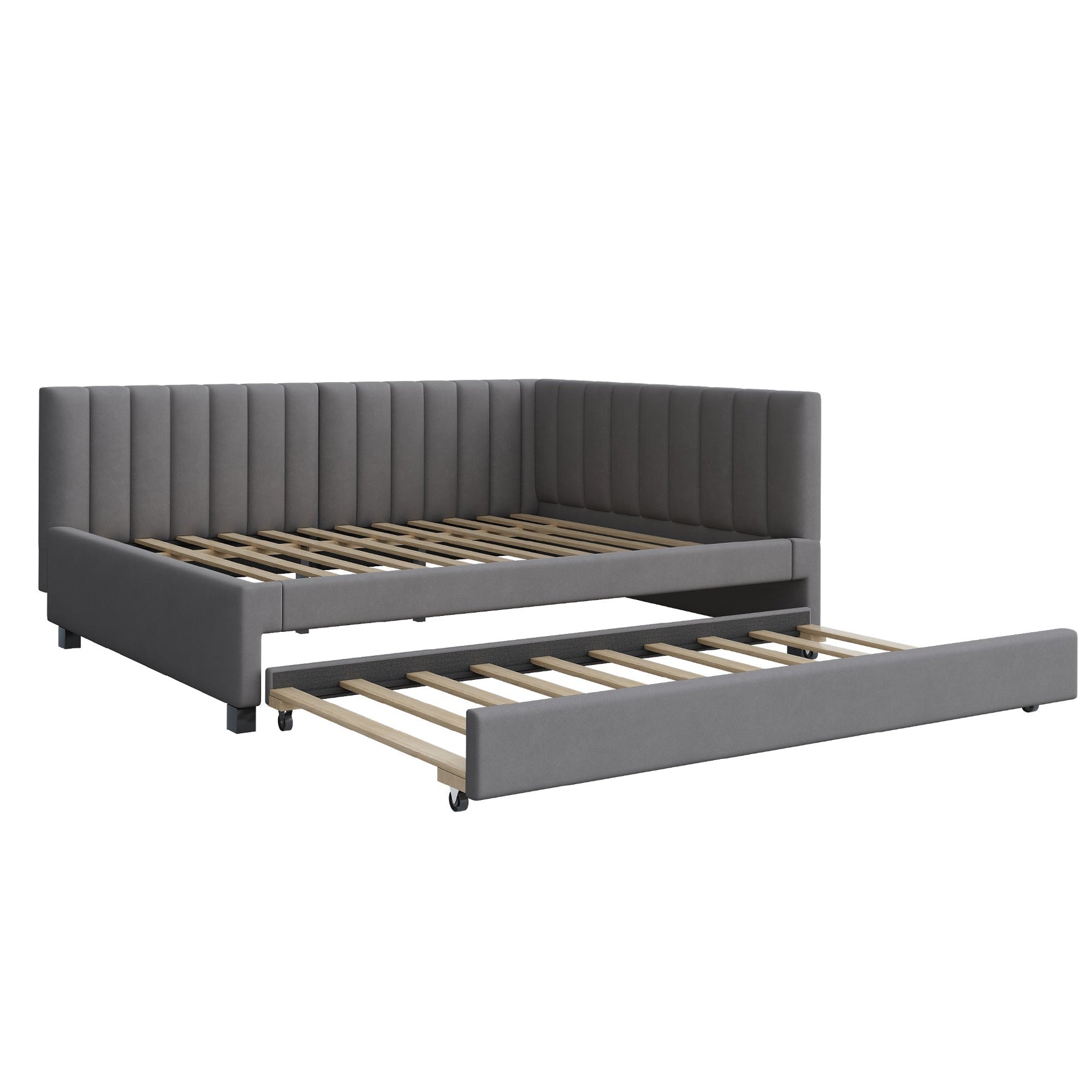 Upholstered Bed 140*200, Pull-Out Sofa Bed, Multifunctional, Velvet Gray