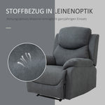 Reclining Armchair, 150° Tiltable for Living Room, Dark Grey Linen Look