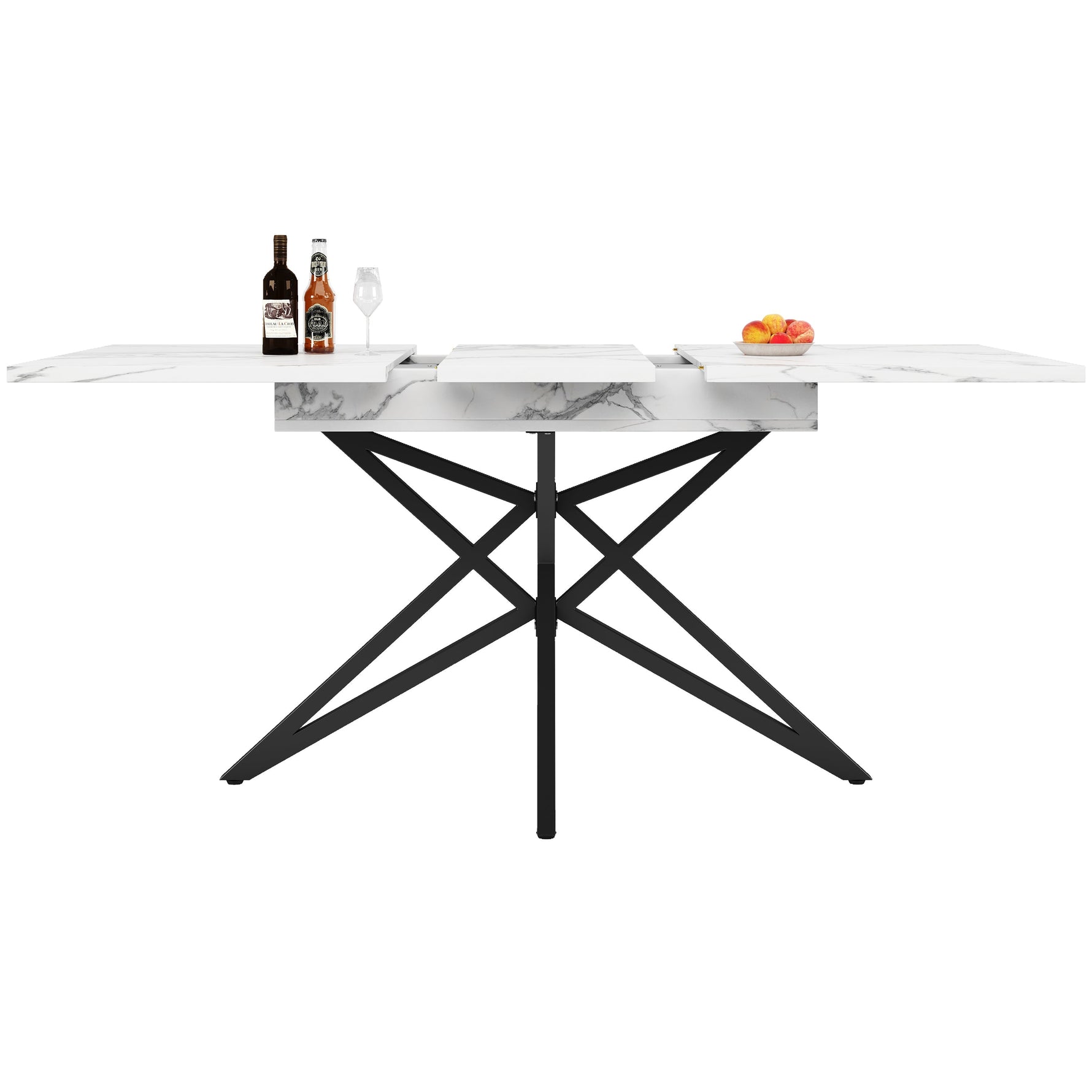 Dining Table Set Extendable 120/160cm 4 Chairs Diagonal Velvet - Dark Grey