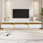 Lowboard TV Cabinet Modern 200cm 3 Drawers Cable Management - Marble Look