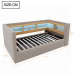 Hydraulic Sleeper Sofa Bed 90x190cm with LED & Storage, Dark Grey