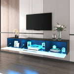 TV Cabinet High-Gloss 180cm Wall-Mounted LED USB - Black/White