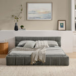 Double Bed 140x200cm Square Quilted, Dark Grey Chenille