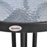 Round Garden/Balcony Table Ø60xH70cm Safety Glass Metal