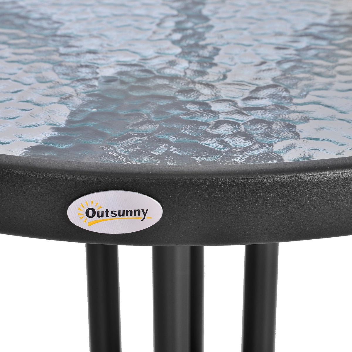 Round Garden/Balcony Table Ø60xH70cm Safety Glass Metal