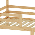 Children's House Bed 90x200cm Roof Design, Natural Solid Pine
