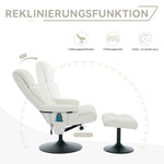 023 Recliner Chair, 5-Point Massage, Electric Heat, Footstool, 360° Swivel, Chenille Fabric White