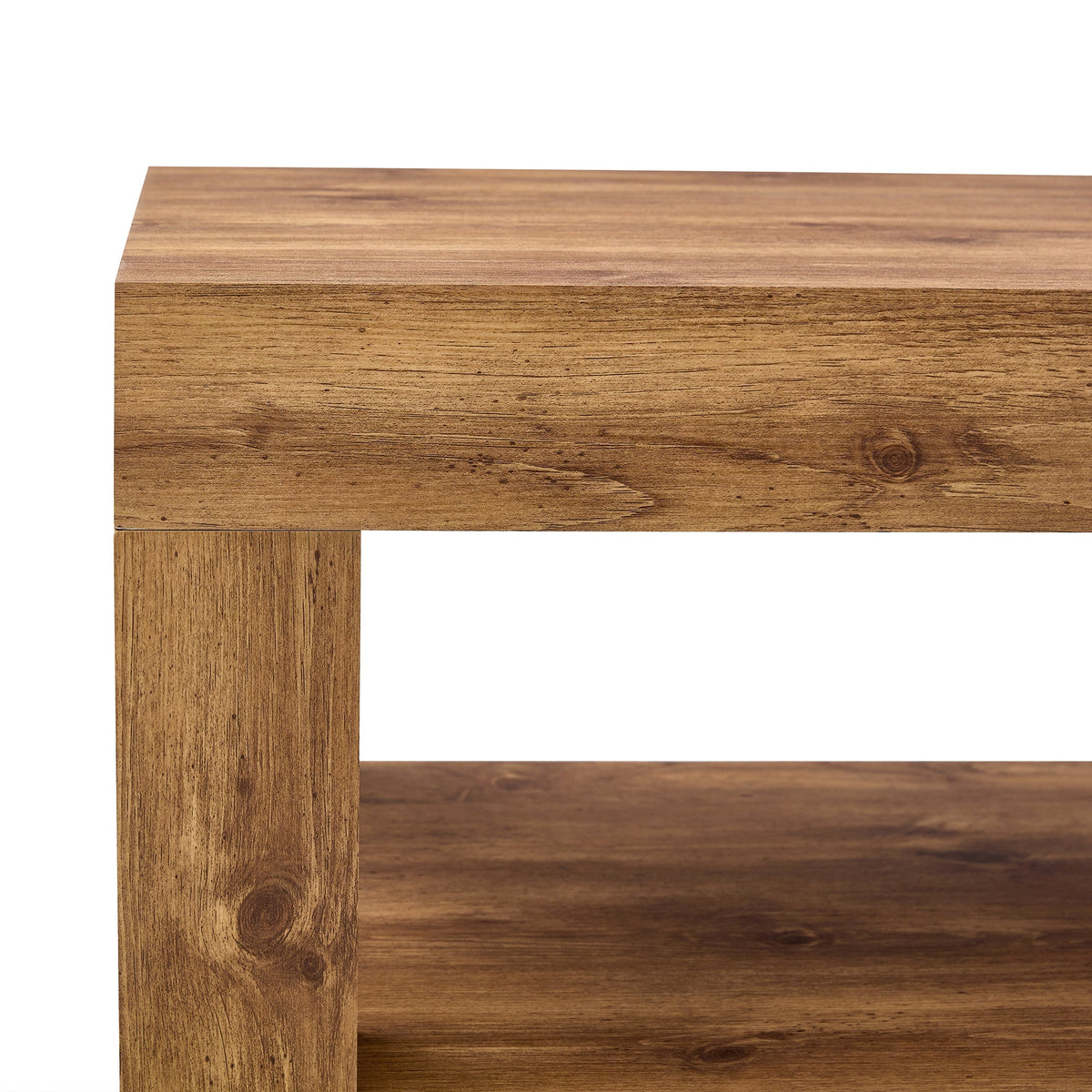 Modern 2-Tiered Coffee Table with Rectangular Open Storage Shelf, MDF