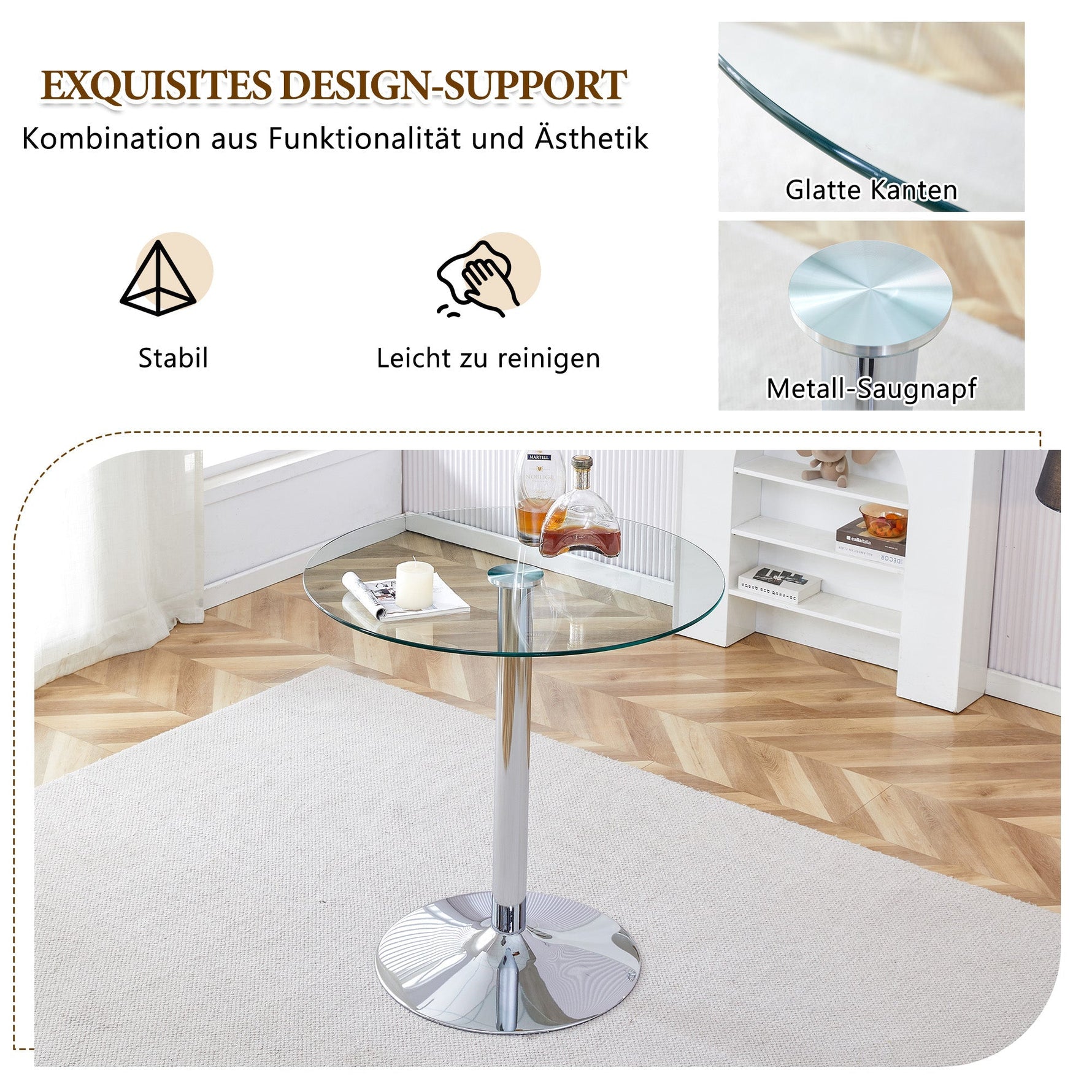 Bar Set 89cm Glass Table 2 Stools Adjustable Swivel - White Legs
