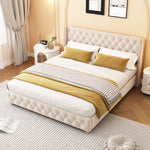 Upholstered Bed 180x200cm with Headboard Light Beige Velvet