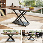 Telescopic Dining Table Extendable 120-160cm Crossed Iron Legs - Walnut
