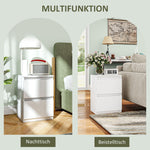 Bedside Table, 2 Drawers Storage Nightstand, White