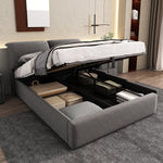 Upholstered Bed with Hydraulic Base, Three Drawers and Storage, 140x190cm, Gray Velvet