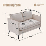 Modern Double Sofa, Small Fabric Armchair with Storage & Phone Holder