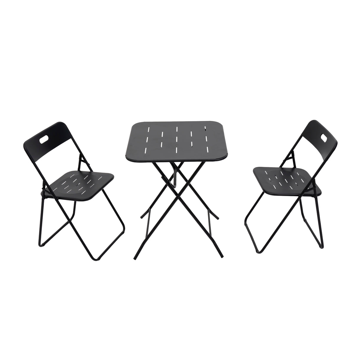 Outdoor 3-Piece Foldable Bistro Set, 2 Chairs & 1 Table, Black