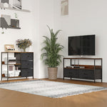 Storage Chest of Drawers, 3 Fabric Drawers and Shelves, Brown and Gray Metal