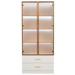 Bathroom Cabinet, 75cm, 2 Drawers & 2 Doors, Glass