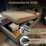 Upholstered Daybed 90x190cm, Sofa Bed with Hydraulic Storage & USB-C, Velvet Grey
