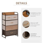 Chest of Drawers Sideboard 5 Foldable Fabric Drawers Brown