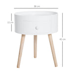 Coffee Table with Drawer, Round Side, 50 kg, White