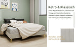 Modern Minimalist Bed Frame, Low-Profile 160x200 cm, Beige Dutch Velvet