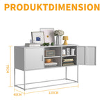 Metal Accent Cabinet Sideboard Buffet Storage 120x40x75cm - White