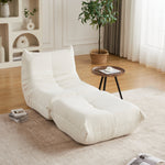 Chenille Togo Sofa with Footrest, Floor Lounge Chair with Memory Foam, Chenille Fabric