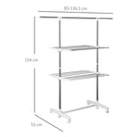 Mobile Clothes Airer, Foldable Tower Dryer 2 Levels, Silver