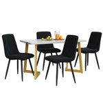 Dining Set 5-Piece Rectangular 117x68cm Black Twill Velvet/Gold Legs
