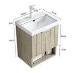 Bathroom Vanity Unit with Ceramic Sink and Open Shelf, Oak Cream Wood Grain
