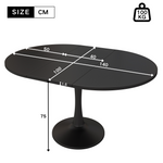 Extendable Oval Dining Table 100/140x100cm Modern - Black