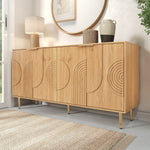 Modern Sideboard with 4 Doors and Adjustable Shelves, Natural Wood Look