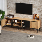 TV Cabinet Lowboard 160cm 4 Compartments Minimalist for 65 Inch TV - Natural Wood Color
