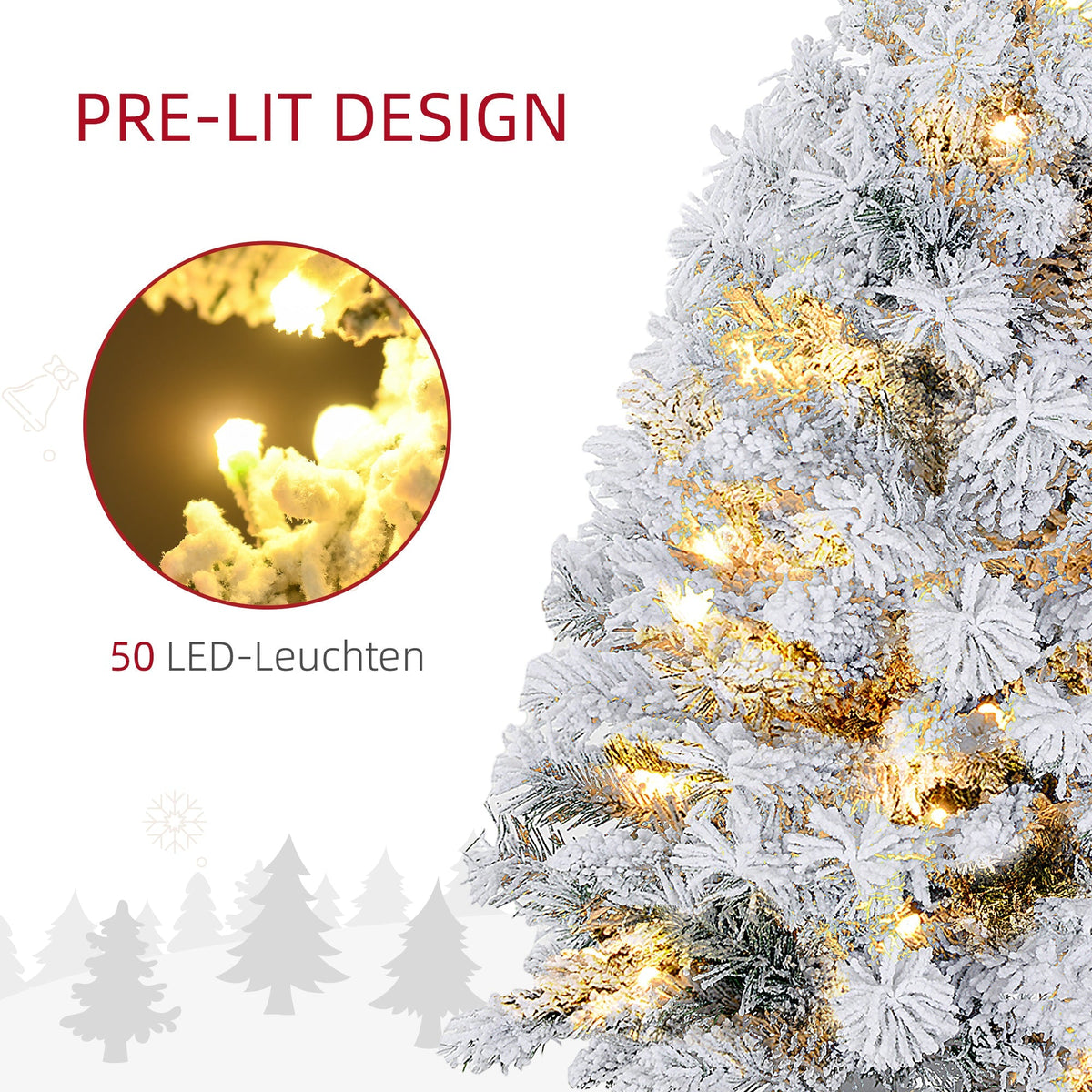 Christmas Tree, LED, Snow Branches, Pine Cones, Flame-Retardant, Concrete Base