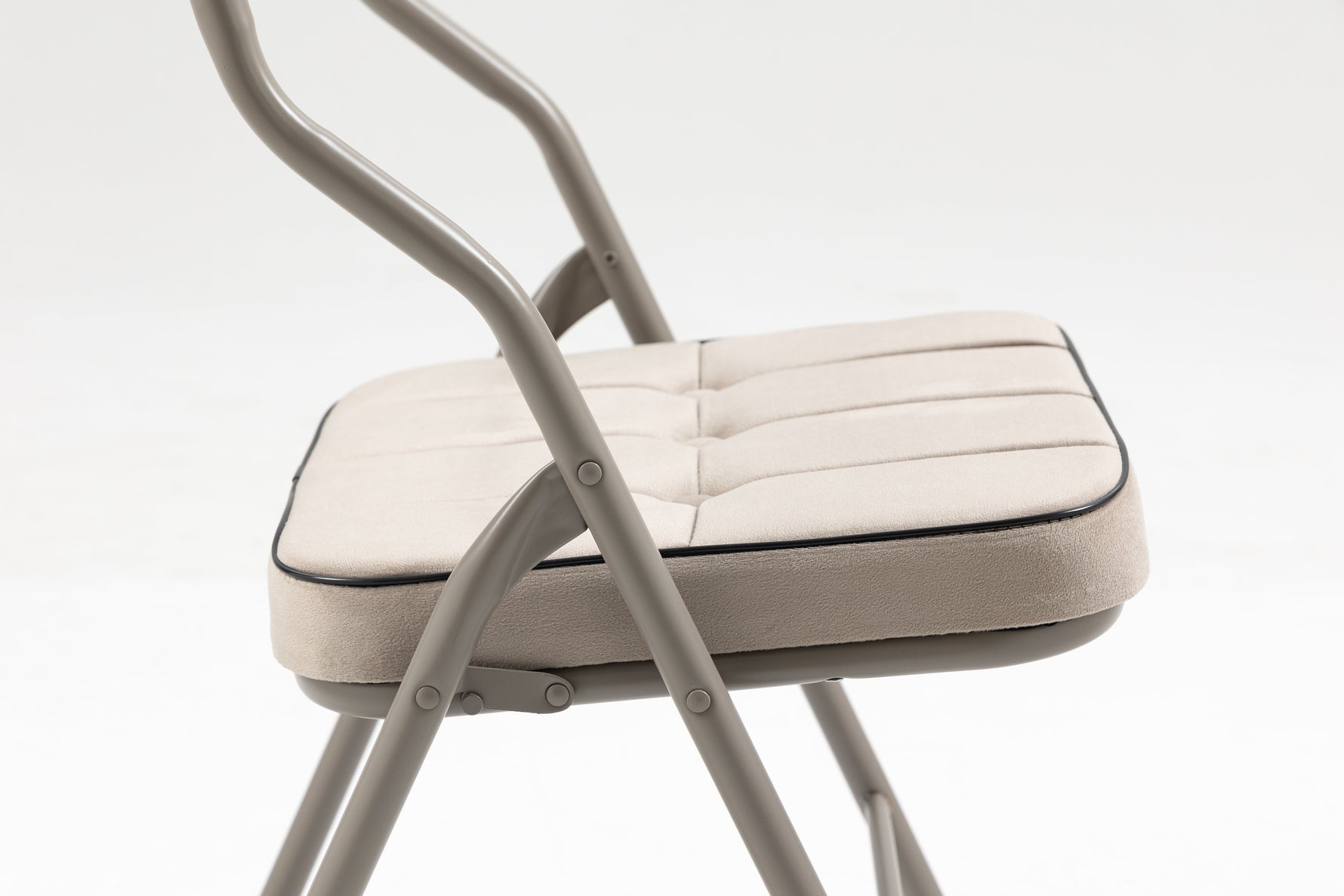 Padded Folding Chairs 2 Pack, Portable and Assembled with Cushion, Khaki