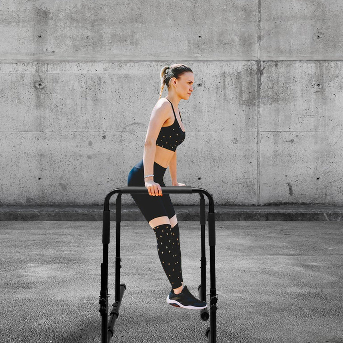 Adjustable Dip Bar Station, Heavy Duty Parallette & Parallel Bars, Home Gym