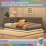 Upholstered Sofa Bed, 140x200 Multifunctional with LED & USB, Gray Velvet