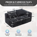 Sofa 2-Person Plush Cushion Side Pockets, No Assembly, Black