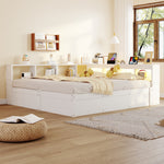 Multifunctional Sofa Bed 90/180x200cm with Storage & LED, White