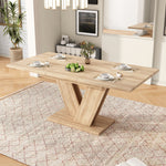 Extendable Dining Table 140/180x80cm Rectangular Thickened Top V-Shaped Legs Oak Color