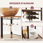 Bar Table with Stool Set, 3-Piece Folding Kitchen Table with Wine Rack, Steel Frame, Brown