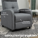 Reclining Armchair, Upholstered with Pocket Spring Core, 150 kg Capacity, Linen Look Grey