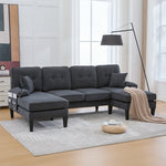 U-shaped Sofa, Large 4-Seater Two Chaise Lounges Modern, Dark Grey Linen Fabric