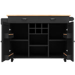 Modern Kitchen Island 102cm Dining Cart Storage - Black