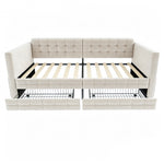 Upholstered Sofa Bed 90x190 with Storage & Drawers in Beige Velvet