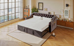 Upholstered Sofa Bed with USB & Storage, Dark Grey Velvet