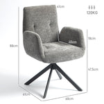 Swivel Lounge Chair, Upholstered with Button Stitching, Dark Grey Wool-Linen