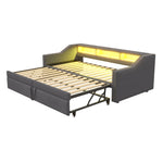 N623P307921E Sofa Bed, Pull-Out 90x200cm to 180x200cm, Upholstered with Storage/USB/LED