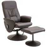 TV Armchair 2-piece Reclining 360° Swivel 10 Massage Points, Faux Leather Brown