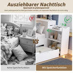 Multifunctional Storage Daybed with Drawers, Shelves and Bedside Tables, 140x200cm, White Wood